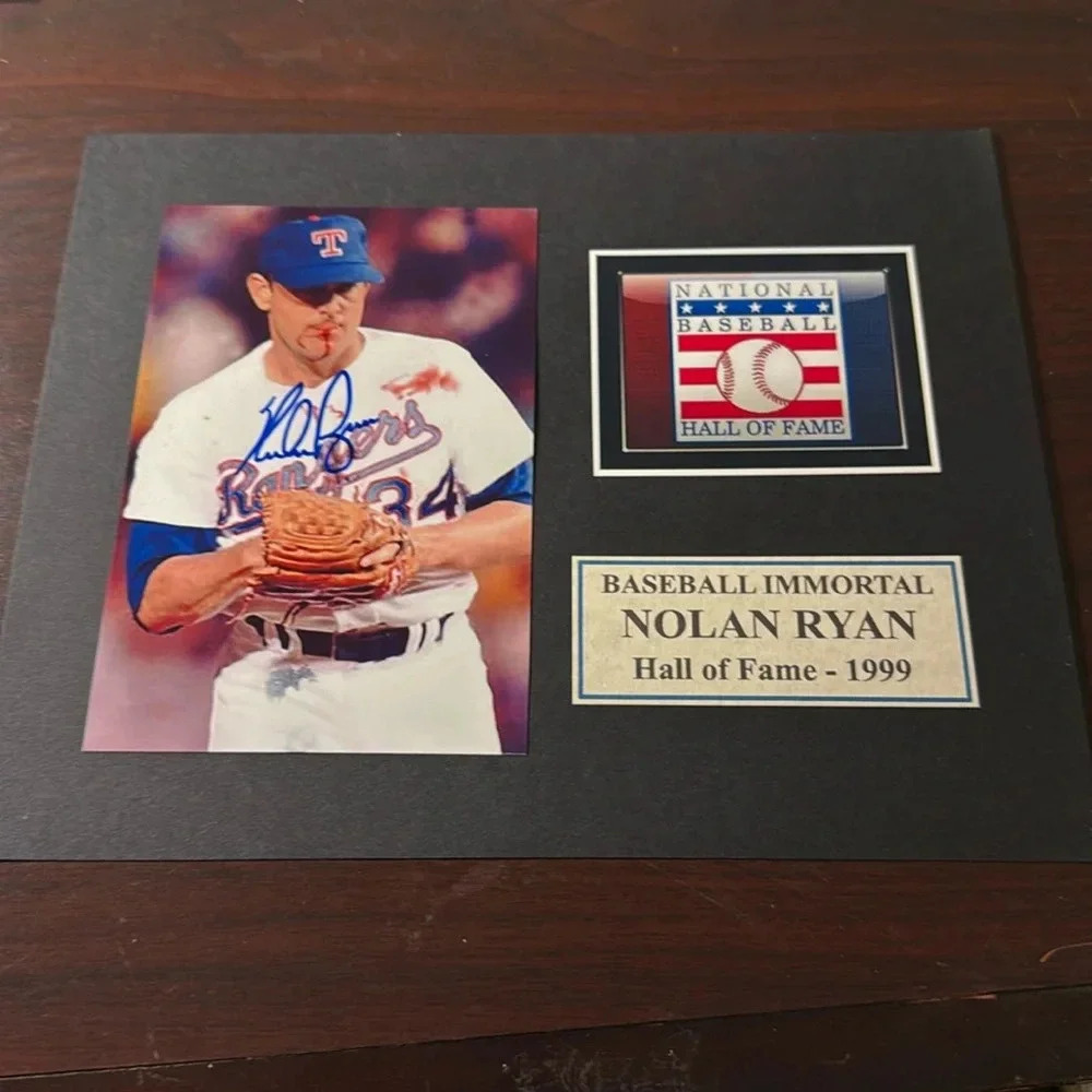 Nolan Ryan autograph Texas Rangers photo
